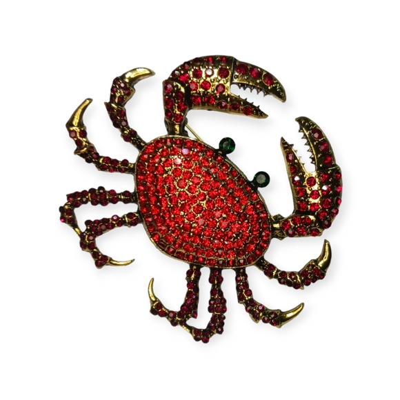 Heidi Daus Red Crystal Crab Bling Brooch - Picture 11 of 14